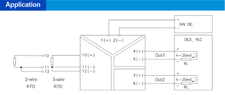 1 input 2 outputs RTD Input Signal Isolator