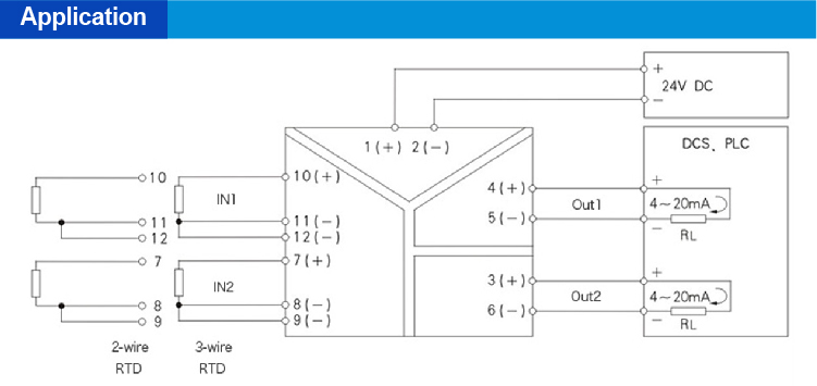 2 inputs 2 outputs RTD Input Signal Isolator